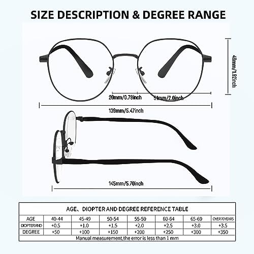 3PCS Fashion Round Reading Glasses for Men&Women, Super Light Anti Blue Light Readers, Classic Retro Oval Eyewear