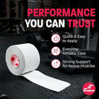 Cramer Team Color Athletic Tape, White, Latex-Free, 1.5" x 15yds, 32 Roll Bulk Case, Tearable Sports Tape for Wrists, Ankles, Baseball, Training, Strong Athletic Wrap for Athletes & Trainers