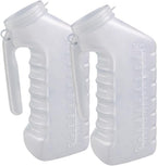 Vakly Male Urinal Bottle with Cover & Handle (Pack of 2) – Portable Handheld Pee Bottle for Men, Spill Resistant Urine Container for Bedside, Hospital, Incontinence, Emergency & Travel, Easy to Clean