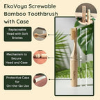 Bamboo Screwable Toothbrush with Case, 2-Piece Design, Soft BPA-Free Bristles, Natural Compact Travel Toothbrush for Camping & Daily Use