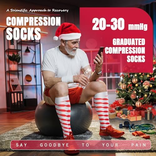 Compression Socks for Women & Men 7 Pairs Knee High Compression Socks 20-30 mmhg Best for Running,Nurse,Travel