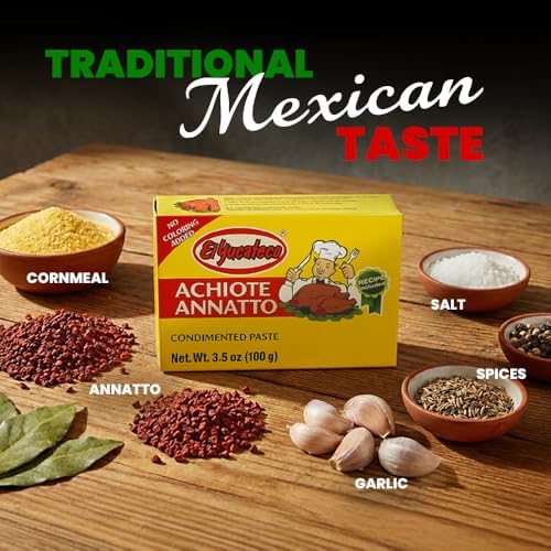 El Yucateco Achiote Paste (Annatto Seasoning) – 3.5 oz Authentic Mexican Red Achiote for Cochinita Pibil, Marinades & Traditional Latin Cooking (Pack of 1)