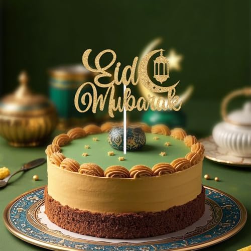Eid Mubarak Cake Topper, Happy Eid, Muslim Ramadan Kareem, Hajj Mubarak Festival Party Decorations Supplies