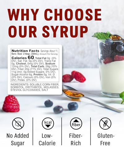 SUKRIN Syrup Gold – with Fiber, Erythritol & Stevia, Gluten Free Sugar Free Syrup for Pancakes and Waffles, Vegan Keto & Low Carb Sweetener, Desserts and Breakfast, Coffee, Tea, Non-GMO, Kosher, 1lb