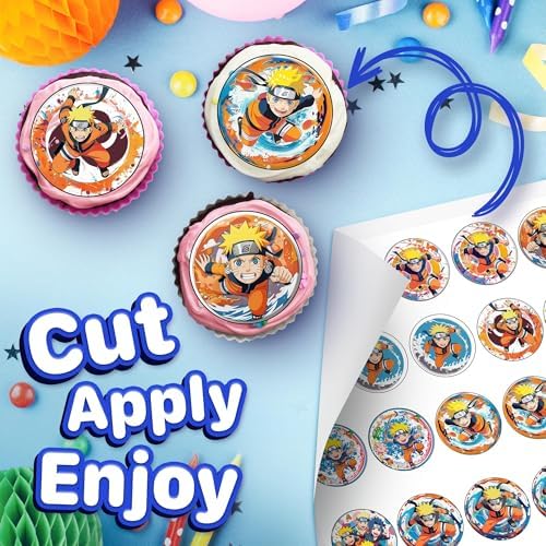 30 x Edible Cupcake Toppers – Anime Ninja Inspired Collection of Edible Cake Decorations | Uncut Edible on Wafer Sheet