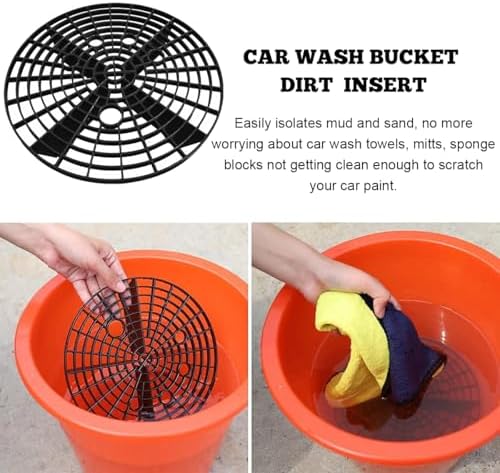 Yourkar Car Wash Bucket Inserts - 2 PCS Plastic Grit Trap for Vehicle Detailing, Auto Dirt Collectors, Fits 12 Inch Diameter Bucket, Universal Car Accessories (Black)