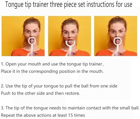 3pcs Kids Tongue Tip Lateralization Elevation Tools Tongue Tip Exercise Set Oral Muscle Training Tool Autism Speech Therapy Tools (White)