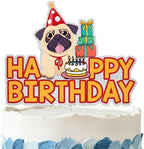 Pug Birthday Cake Topper - Glitter Pug Party Decorations Pug Décor for Dog Theme Birthday Party Supplies