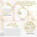 Kosiz 200 Pcs Mrs and Mrs Wedding Napkins Gold Cocktail Beverage Dessert 3 Ply Paper Napkins for Reception Lesbian Wedding Decorations for Cake Table LGBT Engagement Party Shower