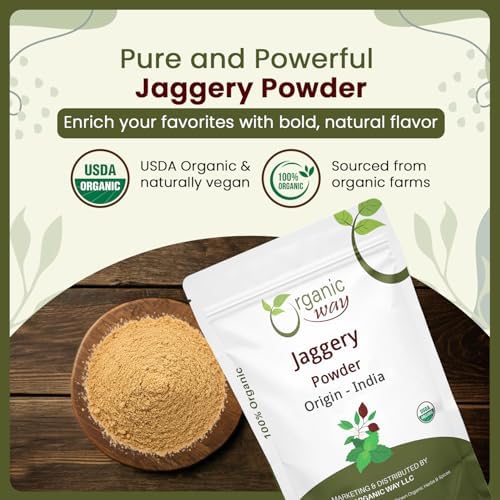 Organic Way Jaggery Powder | European Wild-Harvest | Organic & Kosher Certified | Vegan, Non GMO & Gluten Free | USDA Certified | Origin - India (1lbs 16 Oz)