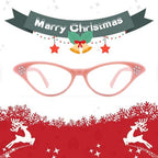 FEISEDY Cat Eye Costume Glasses with Rhinestones Women & Kids 50s 60s Classic Party Cateye Sunglasses B2848