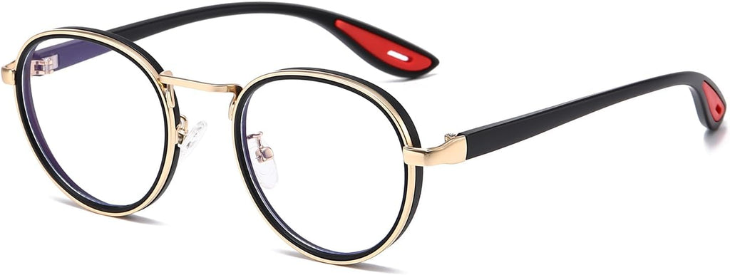 LJCZKA Photochromic Blue Light Blocking Glasses for Women Men Round Glasses Circle Frame Computer Anti Glare Eyeglasses