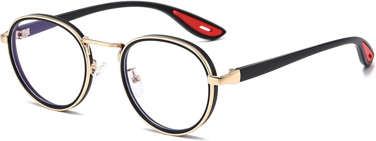 LJCZKA Photochromic Blue Light Blocking Glasses for Women Men Round Glasses Circle Frame Computer Anti Glare Eyeglasses