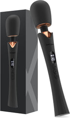 bed geek Cordless Wand Massager – Super Powerful Handheld Massage with 20 Speeds & 8 Patterns, Soft Silicone Head, Quiet Motor, LED Display, Body-Safe & Waterproof Black & Rose Gold