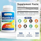 Best Naturals Vitamin B6 25mg, 120 Tablets (120 Count (Pack of 1))