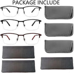 CRGATV 3-Pack Reading Glasses for Men Blue Light Blocking Fashion Metal Half Wide Frame Readers Semi Rimless Eyeglasses