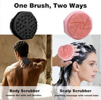 Silicone Body Scrubber for Men Women, Dual-Sided Bath Brushes Gentle Exfoliating Body Scrubber Scalp Massager for Deep Cleansing, Soft Silicone Loofah Body Washing Brushes (Black+Pink)