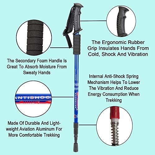 Aihoye Hiking Trekking Poles, 2 Pack Collapsible, Lightweight, Anti Shock, Walking Sticks, Adjustable Hiking Pole for Men and Women