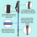 Aihoye Hiking Trekking Poles, 2 Pack Collapsible, Lightweight, Anti Shock, Walking Sticks, Adjustable Hiking Pole for Men and Women
