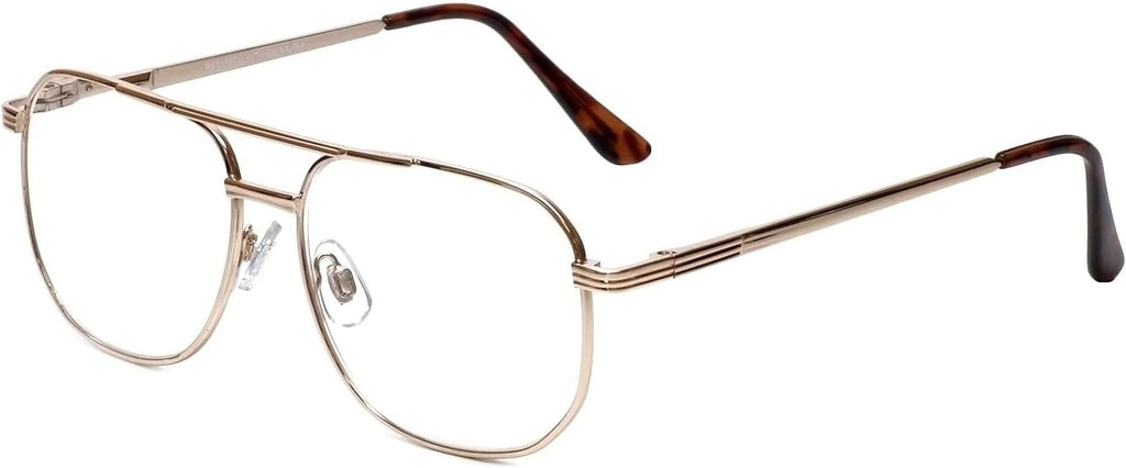 Calabria 1106 Aviator Reading Glasses with Clear or Blue Light Lenses – Metal | Wire Rimmed Readers for Men & Women | Eyewear