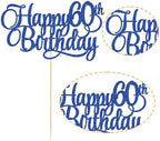 1 Pack Happy 60th Birthday Cake Topper Blue Glitter Number 60 Sixty Years Old Birthday Cake Pick Decoration For 60th Birthday Celebrating Anniversary Party Supplies