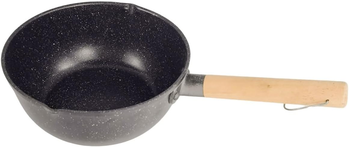 BESTonZON 18cm Non-stick Maifan Stone Coated Saucepan with Handle, Iron Electroplated Stovetop Cooking Pot for Milk Boiling and Instant Noodles, Japanese Style Small Milk Pan for Household