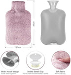 Hot Water Bottle with Luxury Cosy Faux Fur Cover, 2L Leakproof Hot Water Bag for Neck, Shoulder Pain Relief, Hot and Cold Therapies for Women,Men, Purple