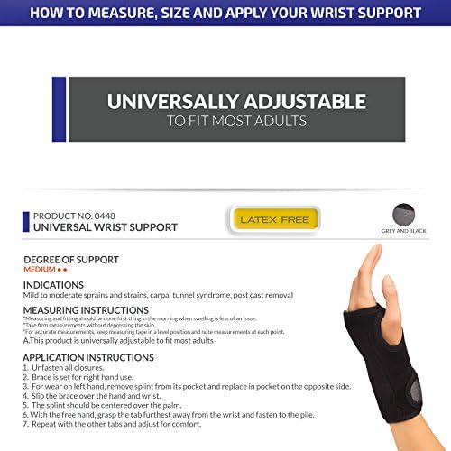 Champion Wrist Support, Universal Fit, Removable Splint, 2-Strap, Airmesh Fabric, Black,