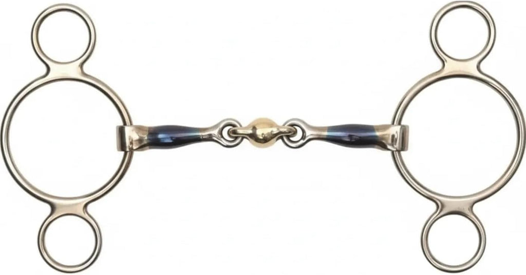 Shires Blue Sweet Iron Two Ring Gag with LOZ
