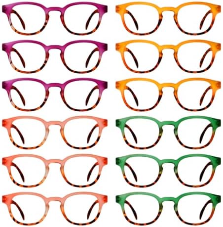 Eyekepper 12-Pack Spring Hinges Reading Glasses for Women Cute Readers Ladies +1.50