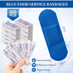 Geiserailie 200 Pcs Blue Bandages 3 ''x 1'' Food Service Metal Detectable PE Waterproof Adhesive Bandages Bulk Sterile Processing Non Stick Pad Latex Free for First Aid & Wound Care Protection