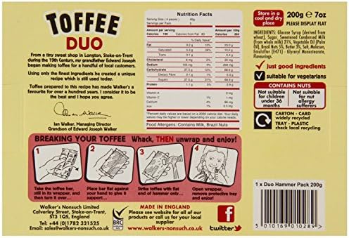 Walkers Nonsuch Toffee - Original Creamy and Brazil Nut - 200g