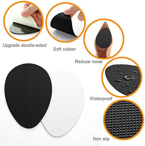 GADEBAO 12PCS Non-Slip Shoe Pads for Bottom of Shoes, Premium Rubber Self Adhesive Anti-Slip Shoe Grips Stickers, High Heels Non-Skid Sole Protector