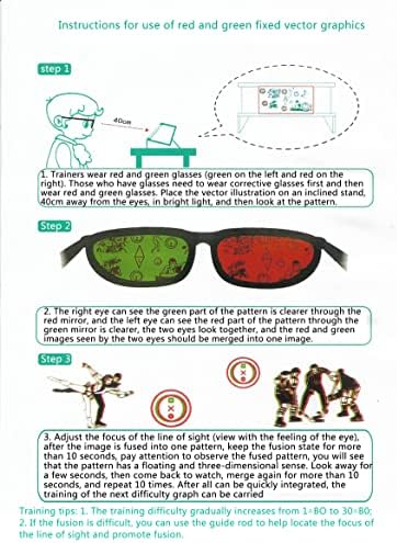 Red/Green Fixed Tranaglyph Vision Therapy Convergence Insufficiency Eye Training Device Stereo Training Cards Visual Correction (A)
