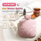 Hot Water Bottle with Soft Cover, 2L Hot Water Bag for Menstrual Cramps, Neck and Shoulder Pain Relief, Hot and Cold Therapies, Hand Feet Warmer, Pink
