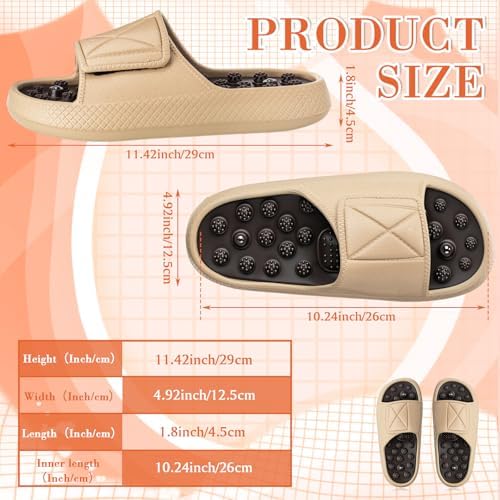 Glitopper Magnetic Acupressure Slippers Massage Slippers Acupressure Foot Shoes Reflexology Sandals Gift for Men Women Reduce Feet Neuropathy Pain Relief(Us Women 11.5-12.5/ Men 9.5-10.5,Khaki)