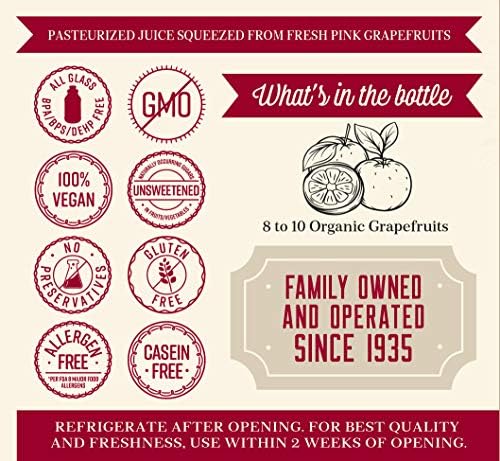 Lakewood Organic PURE Pink Grapefruit Juice, 32-Ounce Bottles (Pack of 6)