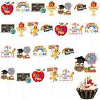 WorldBazaar Teacher Appreciation Cupcake Toppers 24 PCS Thank You Cupcake Toppers Teacher Appreciation Graduation Birthday Party Decorations