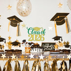Class of 2026 Cake Topper, Congrats Grad, Congratulations/You Did It, 2026 High School College Graduation Party Decorations Supplies, Green and Gold Glitter