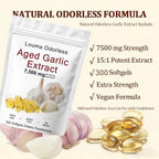 1PCSLouma Odorless Aged Garlic, Aged Garlic Extract - 300 Count 7500mg 24 Month Organic Aged Garlic Supplement- Non-GMO,Vegetarian (1PCS)