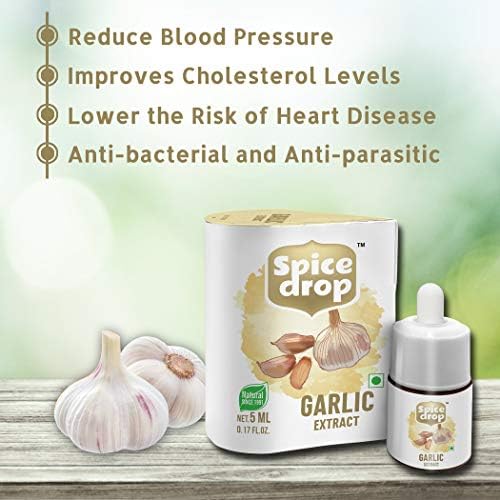Spice Drop Pure Garlic Extract - Salad Dressing, Seasoning, Cooking, Baking, Dips | Premium Quality & High Aroma | Whole Garlic Pods Extract | No Added Color or Preservative | 0.17 Oz (Pack of 1)
