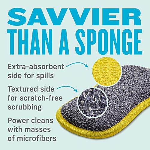 E-Cloth Washing Up Pad, Premium Microfiber Non-Scratch Kitchen Dish Scrubber Sponge, Ideal for Dish, Sink and Countertop Cleaning, 100 Wash Guarantee, Yellow, 4 Pack
