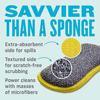 E-Cloth Washing Up Pad, Premium Microfiber Non-Scratch Kitchen Dish Scrubber Sponge, Ideal for Dish, Sink and Countertop Cleaning, 100 Wash Guarantee, Yellow, 4 Pack