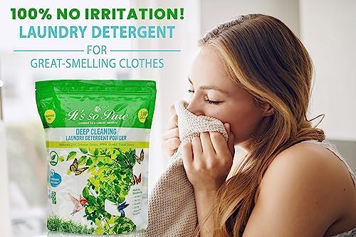 It’s So Pure All Natural Laundry Detergent Powder – Deep Cleaning, Removes Dirt, Grease, Stains – Non-toxic, Vegan, Fragrance Free Laundry for Sensitive Skin, HE Compatible (100 Loads)