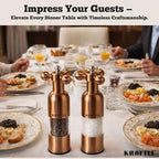 Premium 8" Salt and Pepper Grinder 2PK. Large Peppermill - Refillable, Adjustable Coarse, Antique Stainless Steel Spice Shaker. Clear Acrylic aesthetic - Cute Copper Color Kitchen Gift for Mom