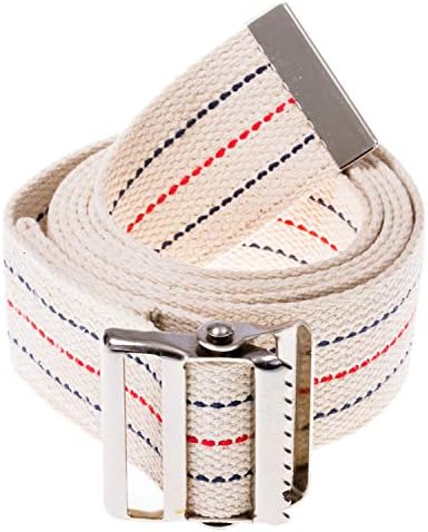 COW&COW Transfer and Gait Belt with Metal Buckle - Transfer Walking and Standing Assist Aid for Caregiver Nurse Therapist 2 inches (Beige with Stripes, 72")