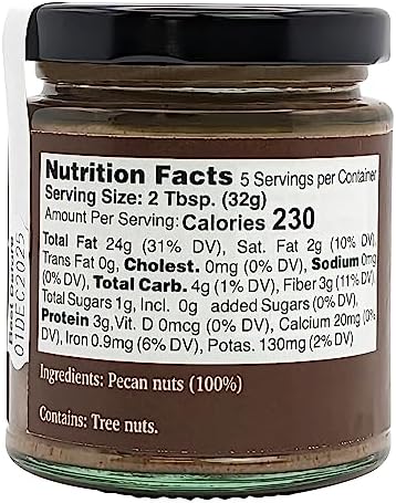 Nutural World - Crunchy Pecan Nut Butter 6 Oz (170g) Great Taste Award winner - Pure 100% single ingredient