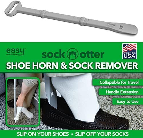 Long Handled (26") Shoe Horn and Sock Remover - Large Dressing Aid for Seniors, Elderly, Disabled - Sock Otter by Easy To Use Products