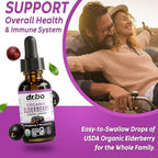 Elderberry Syrup Organic Liquid Drops - Sugar Free Immune Support Supplement for Adults & Kids, Ages 1 Immune Booster - Pure Organic Elderberry Syrup Liquid Drops Tincture Extract Concentrate 1 Fl Oz