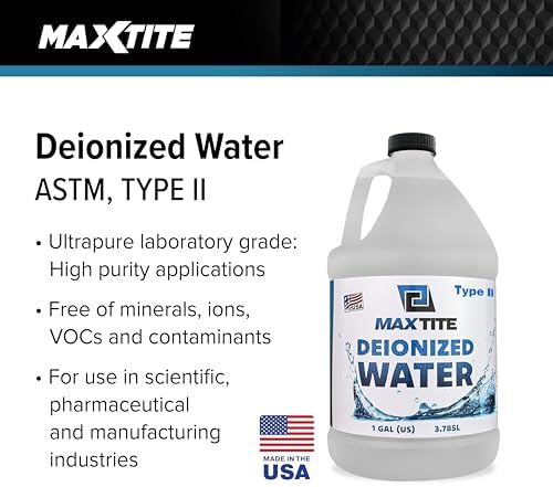 MAXTITE Type II Deionized Water - ASTM/ACS Certified Laboratory Grade (1 Gallon)